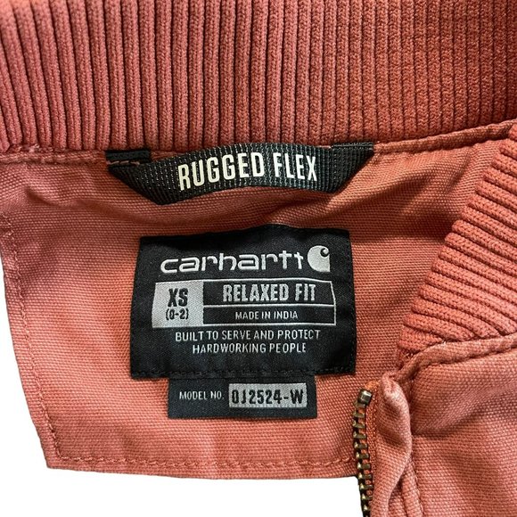 Carhartt Rugged Flex Full Zip Jacket Front Pockets Relaxed Fit Coral Pink XS - Picture 3 of 5